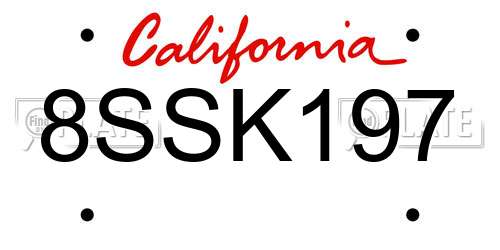 8SSK197 California License Plate