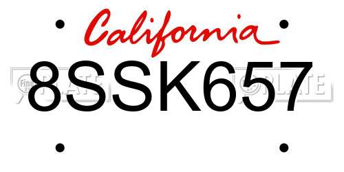 8SSK657 California License Plate
