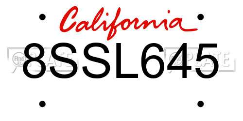8SSL645 California License Plate