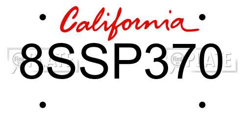 8SSP370 California License Plate