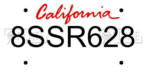 8SSR628 California License Plate