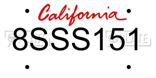 8SSS151 California License Plate
