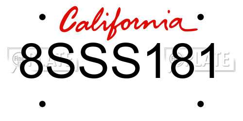 8SSS181 California License Plate