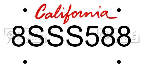 8SSS588 California License Plate
