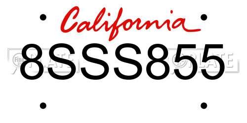 8SSS855 California License Plate