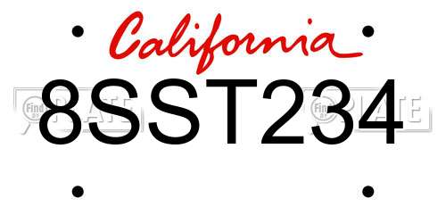 8SST234 California License Plate