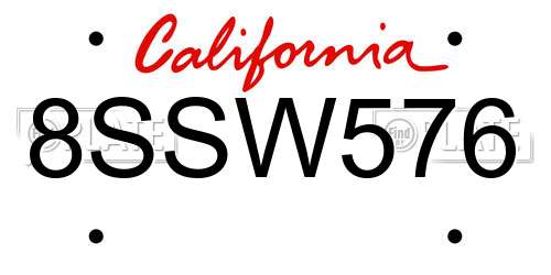 8SSW576 California License Plate