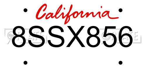 8SSX856 California License Plate
