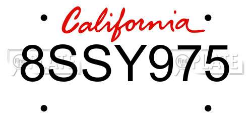8SSY975 California License Plate