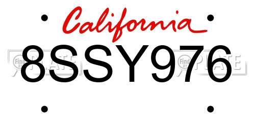8SSY976 California License Plate