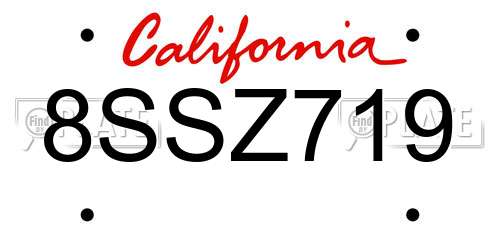 8SSZ719 California License Plate