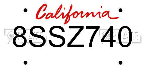 8SSZ740 California License Plate
