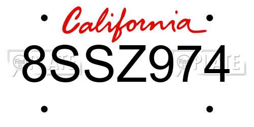 8SSZ974 California License Plate