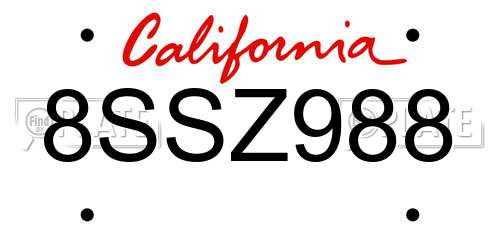 8SSZ988 California License Plate