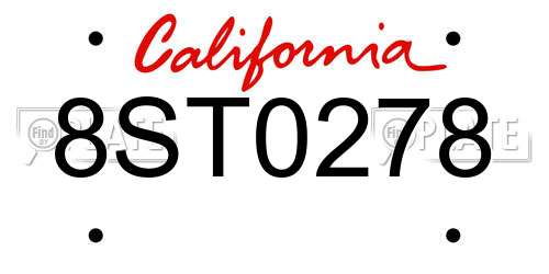 8ST0278 California License Plate
