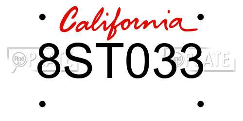 8ST033 California License Plate
