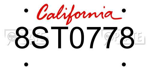 8ST0778 California License Plate