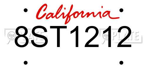 8ST1212 California License Plate