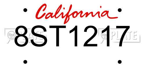 8ST1217 California License Plate