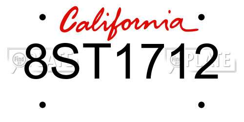 8ST1712 California License Plate