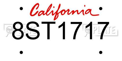 8ST1717 California License Plate