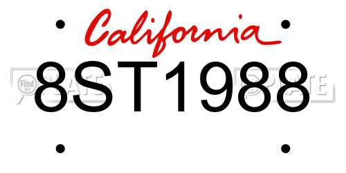 8ST1988 California License Plate