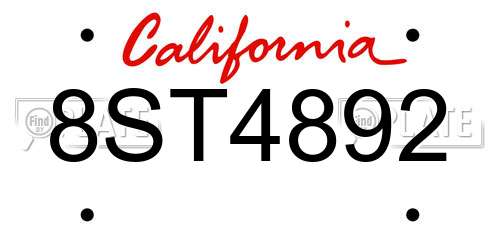8ST4892 California License Plate