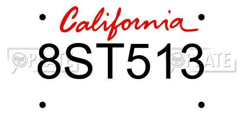 8ST513 California License Plate