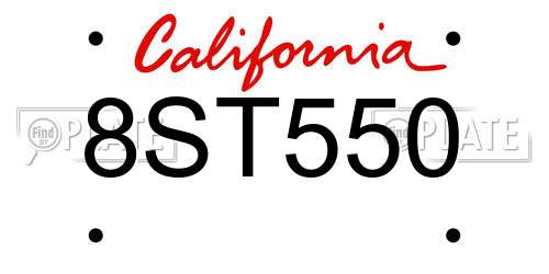 8ST550 California License Plate