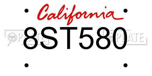 8ST580 California License Plate