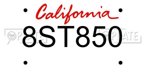 8ST850 California License Plate