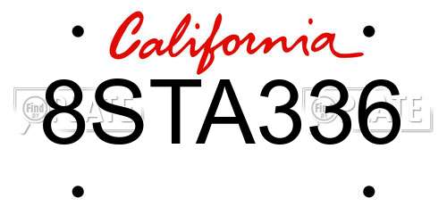 8STA336 California License Plate