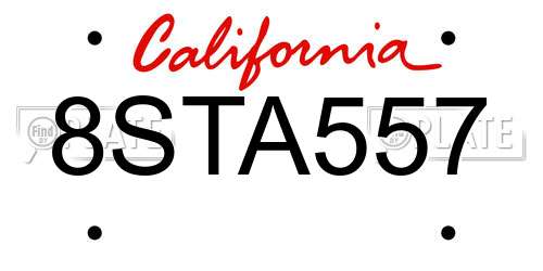 8STA557 California License Plate
