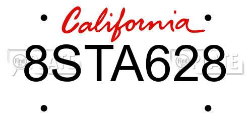 8STA628 California License Plate