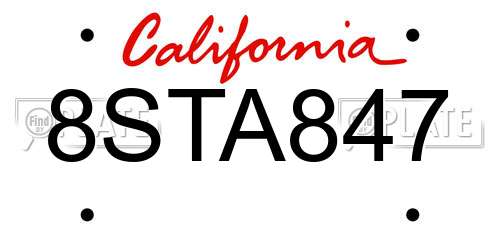 8STA847 California License Plate