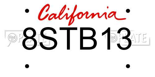 8STB13 California License Plate