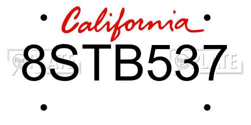 8STB537 California License Plate