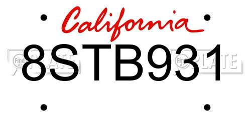 8STB931 California License Plate