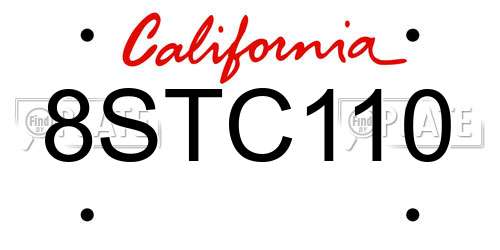 8STC110 California License Plate