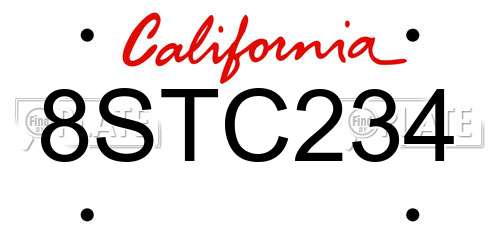 8STC234 California License Plate