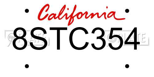 8STC354 California License Plate
