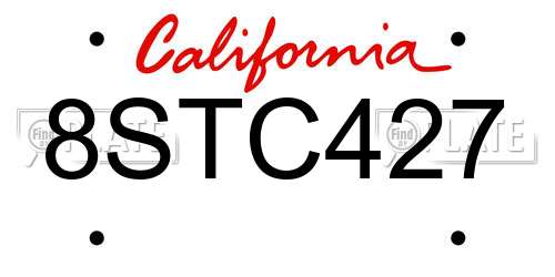 8STC427 California License Plate