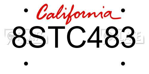 8STC483 California License Plate