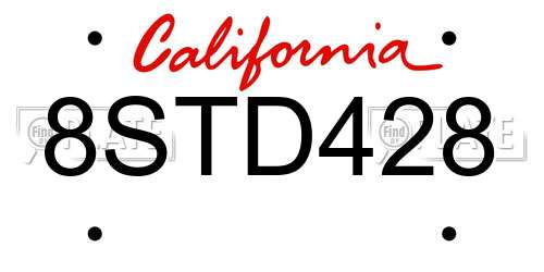 8STD428 California License Plate