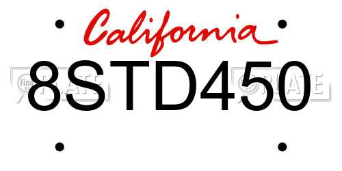 8STD450 California License Plate
