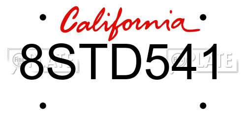 8STD541 California License Plate