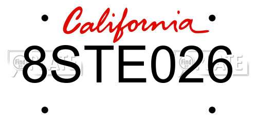 8STE026 California License Plate