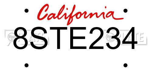 8STE234 California License Plate