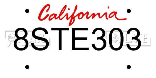 8STE303 California License Plate