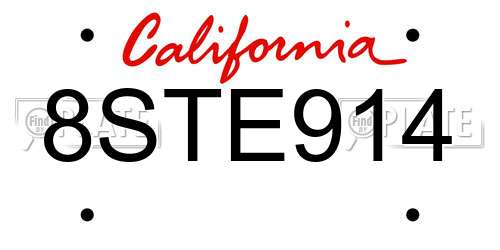 8STE914 California License Plate